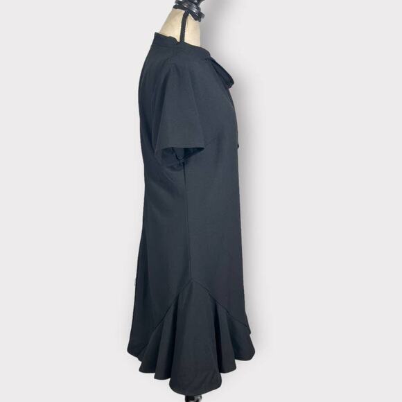 CeCe Mini Dress Women's 4 Black Bow Neck Short Sleeve Flounce NWOT - Picture 6 of 10